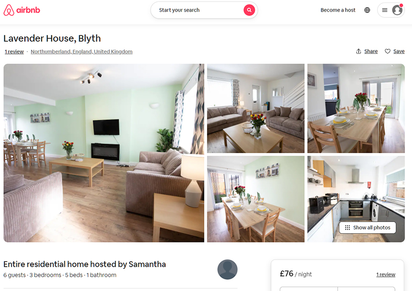 air bnb propery photographer photography northumberland