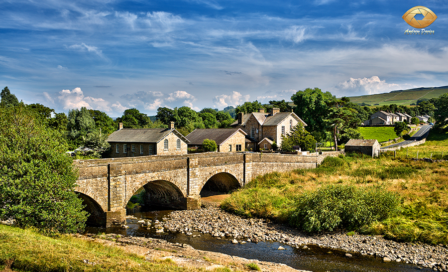 Yorebridge House at Bainbridge North Yorkshire - Bridge over River Bain print